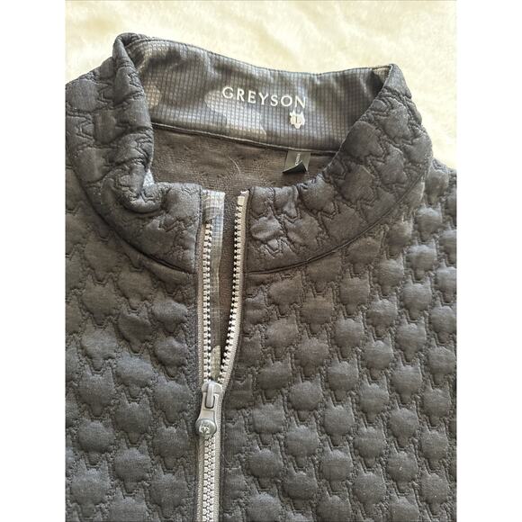 Grayson 1/4 Zip Black Textured Wolf Pattern Size Large Polyester Blend - Picture 2 of 6